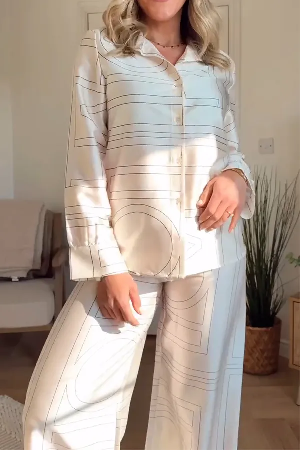Women'S Art Satin Top And Pants 2-Piece Set