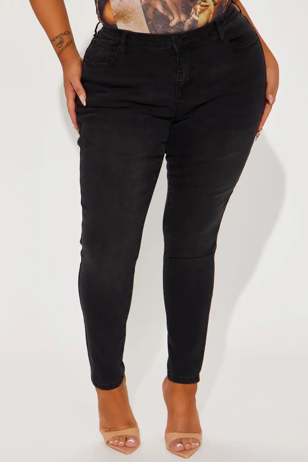 Kaia Mid Rise Stretch Skinny Jeans - Black Wash