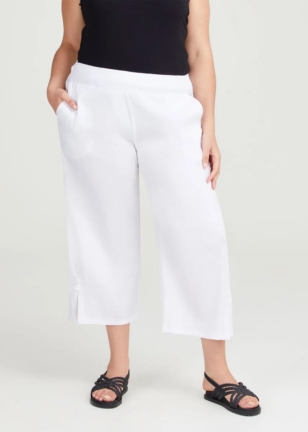 Stretch Linen Foundation Crop Pant