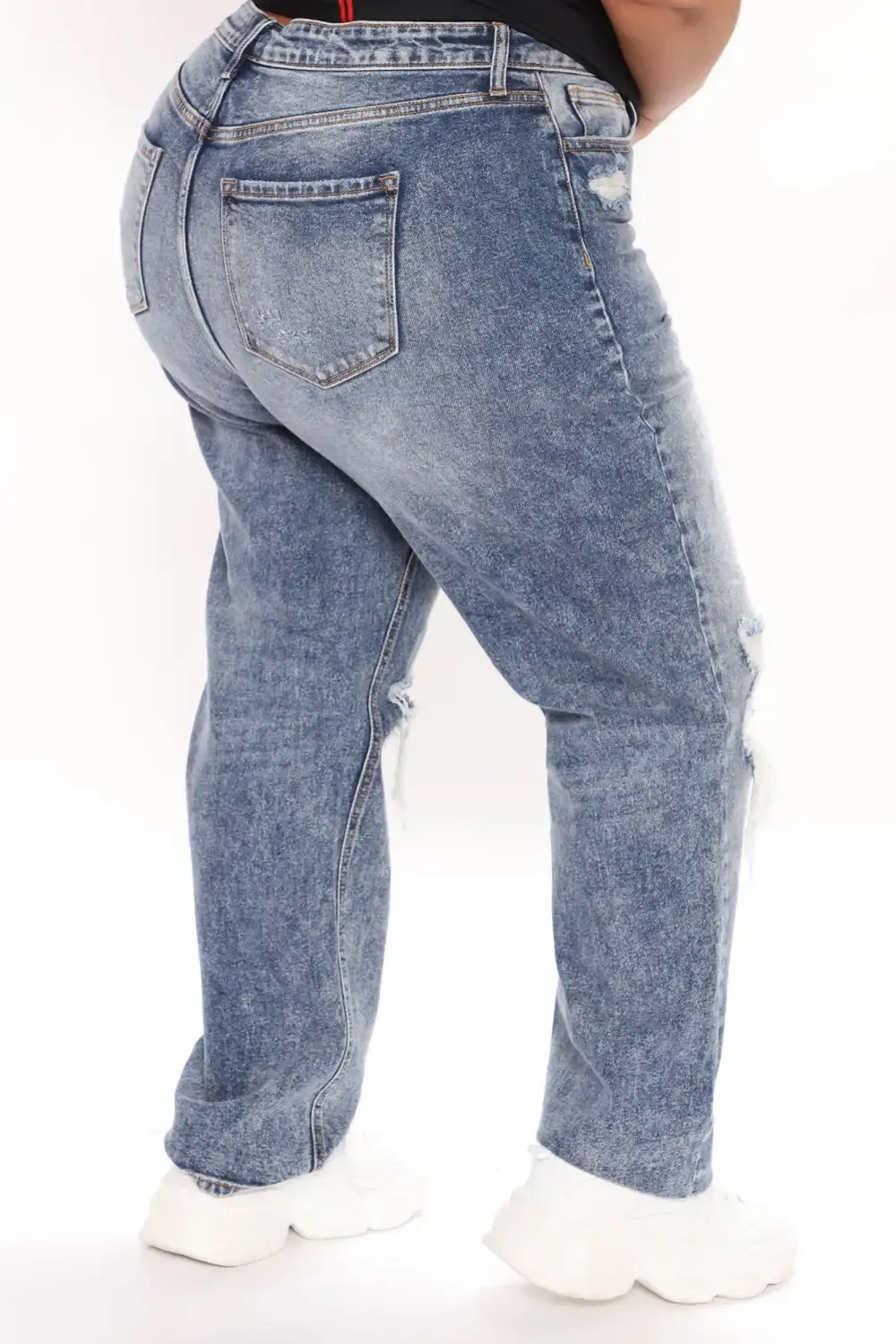 We're Better Together Distressed Boyfriend Jeans - Medium Blue Wash