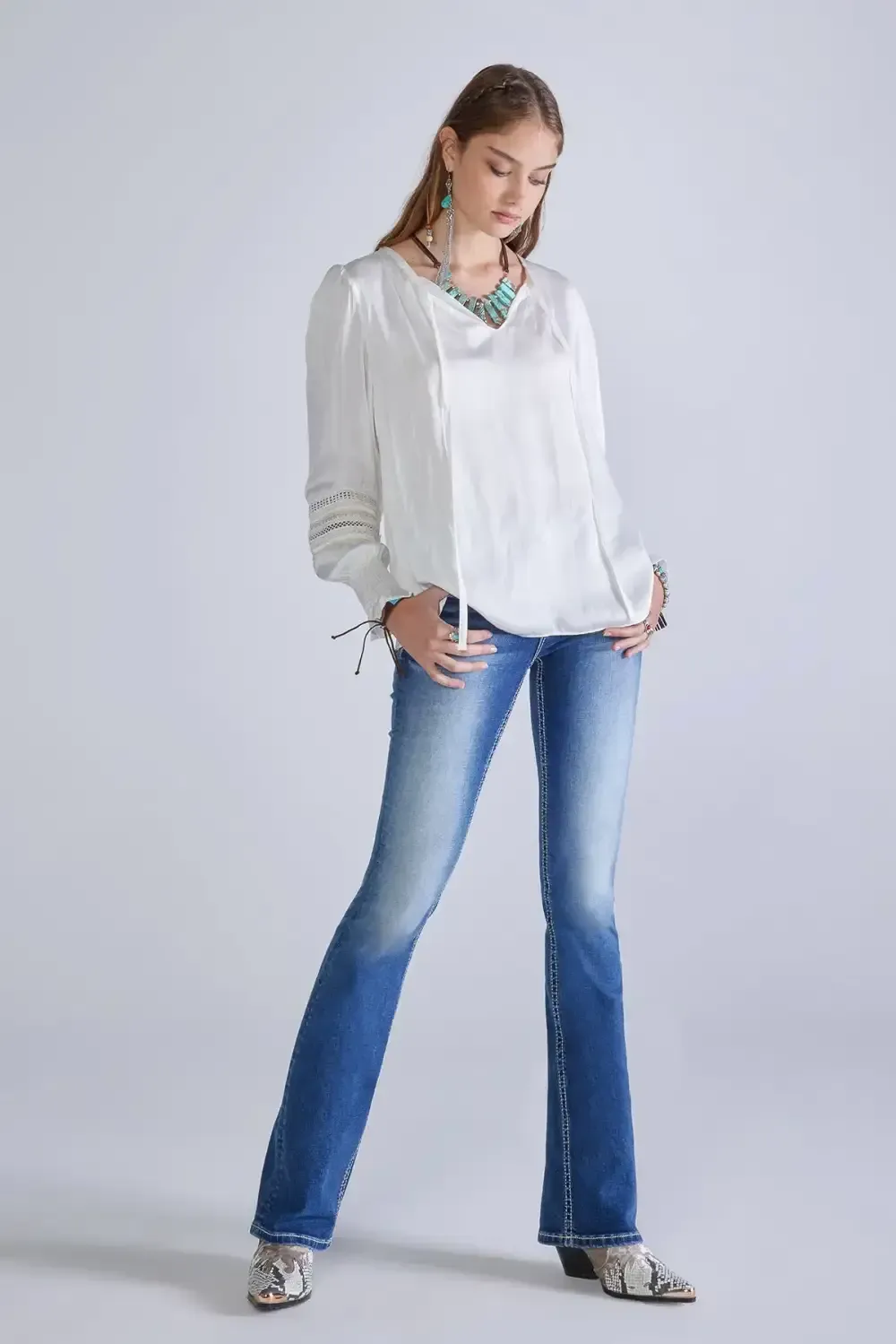 Tie Front Satin Blouse