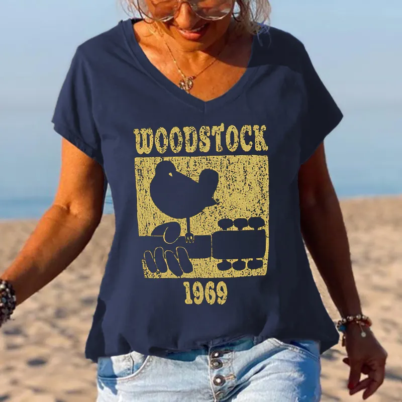 Bird And Guitar Music Woodstock Women Tees