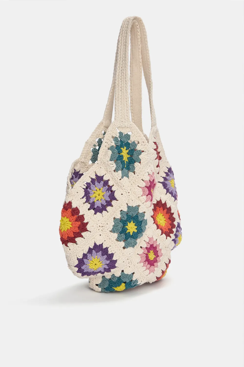 Bolso shopper crochet flores