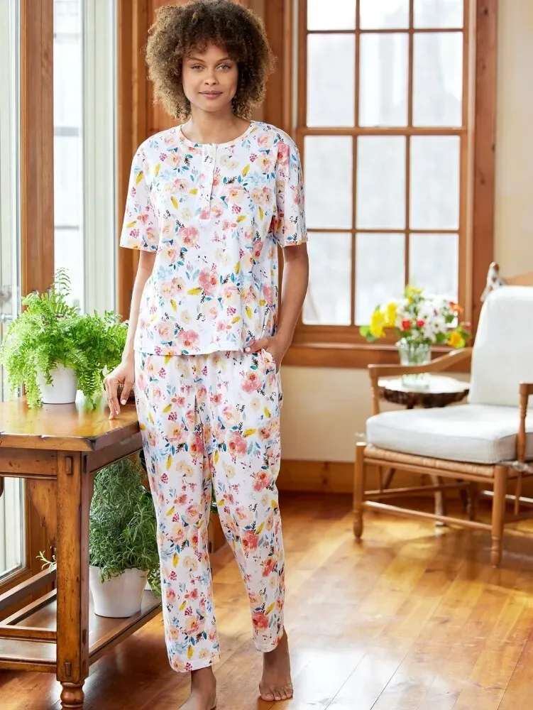 Women's Comfort Knit Print Cotton Pajama Pants