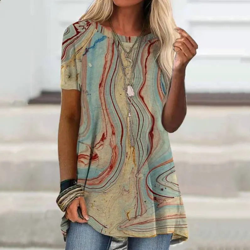 Crew Neck Printed Loose Short Sleeve T-shirt