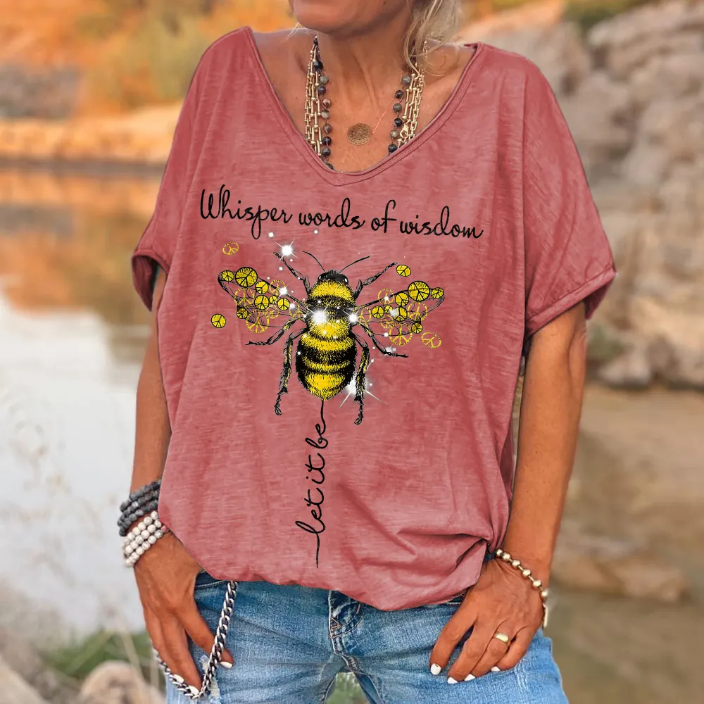 Whisper Words Of Wisdom Let It Be Bee Printed Graphic Tees