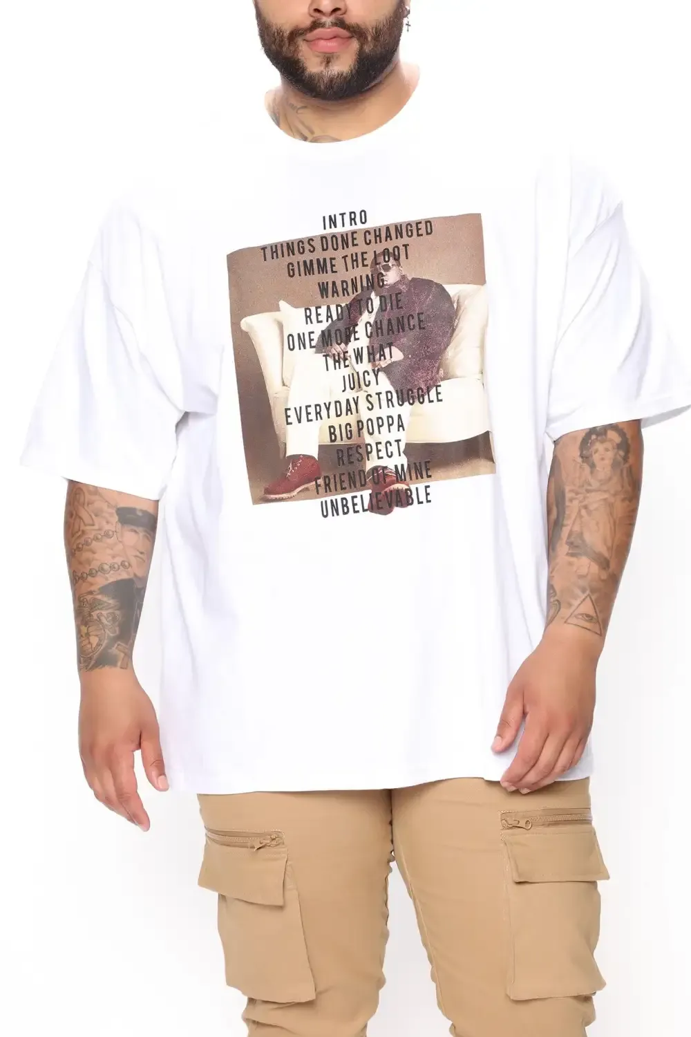 Biggie Lyrical Short Sleeve Tee - White