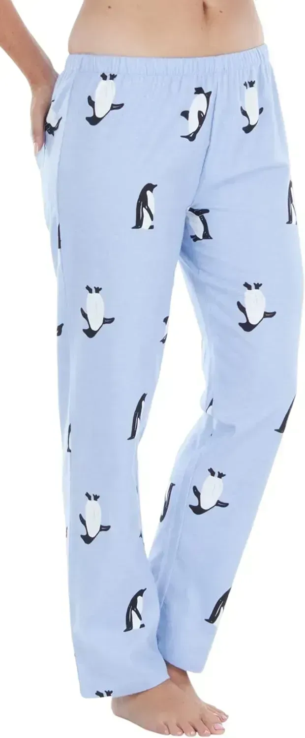 Women's Cotton Flannel Long Sleeve Button-Down Pajamas PJ Set
