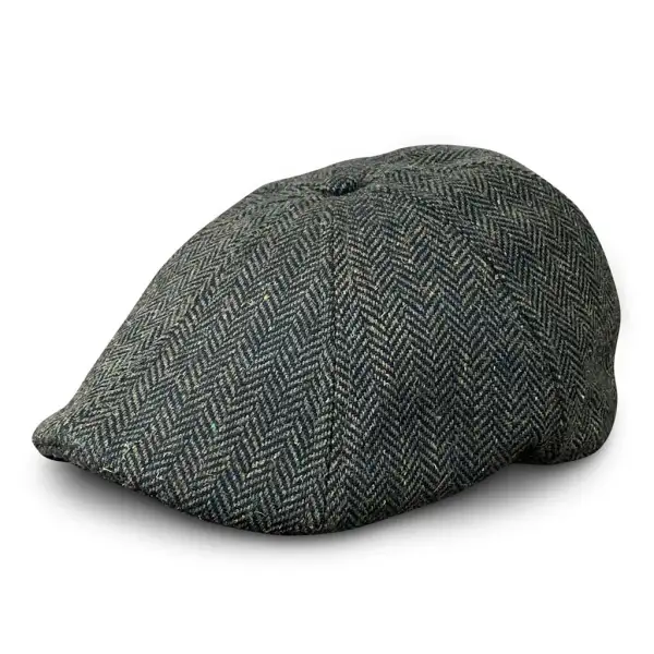 The Peaky Boston Scally Cap - Dark Olive Green Herringbone