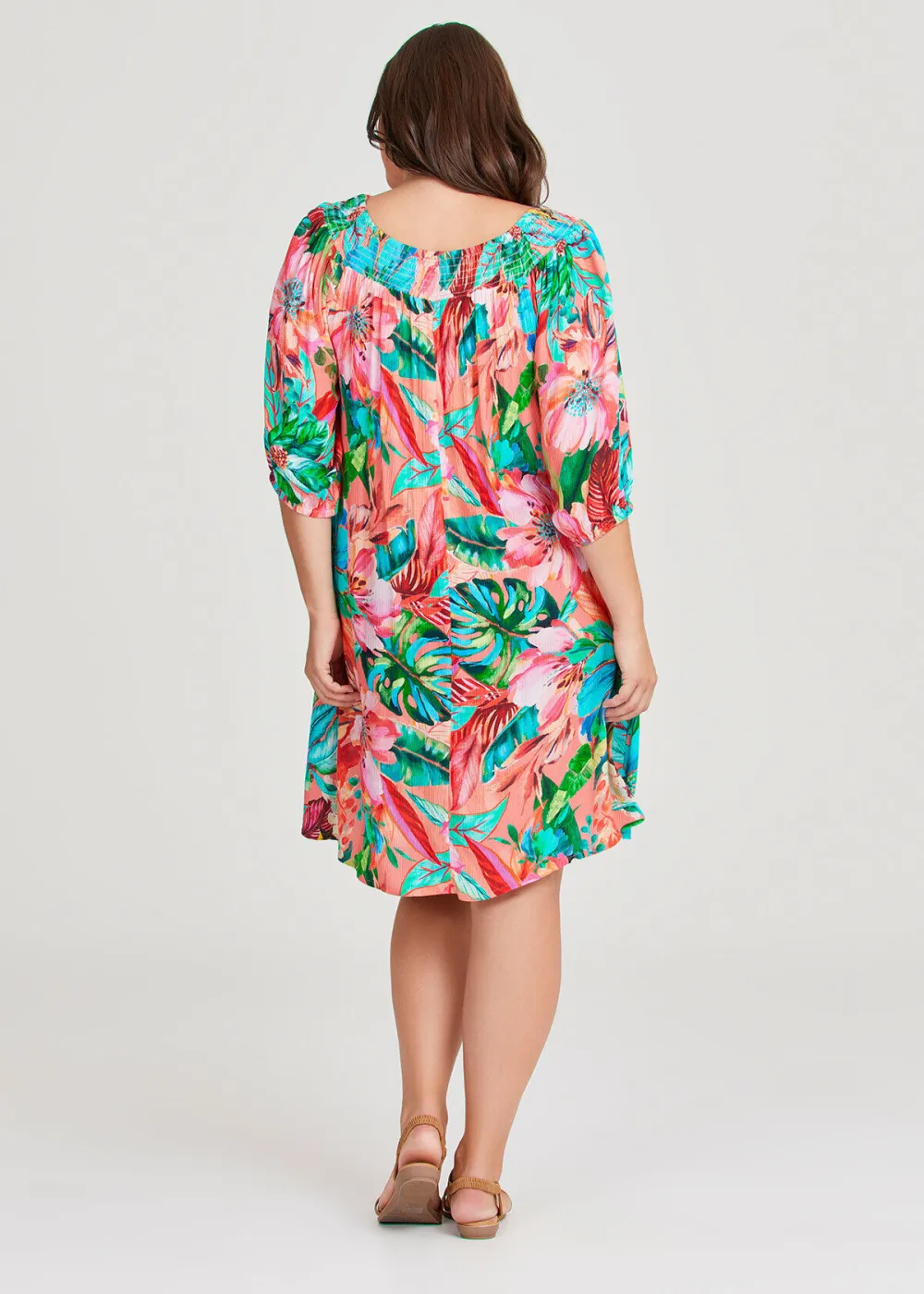 Natural Painted Tropical Dress