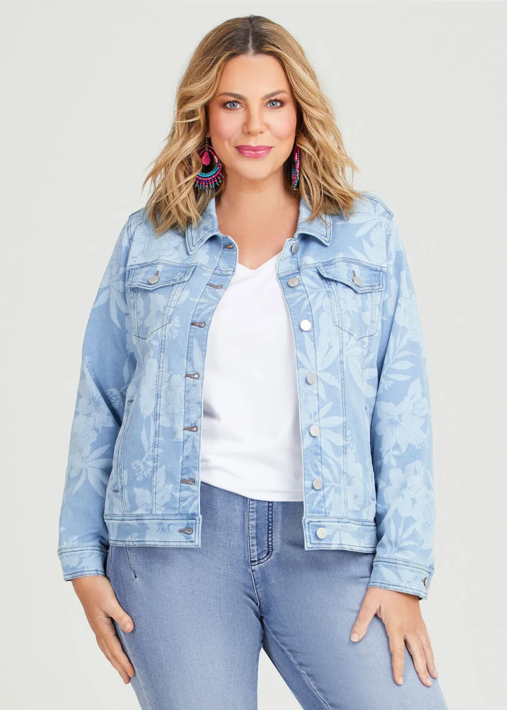 Cotton Floral Denim Jacket