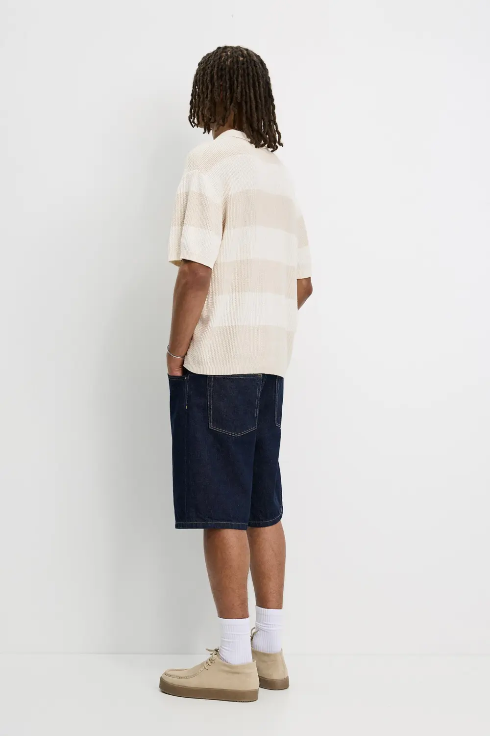 Textured striped polo shirt