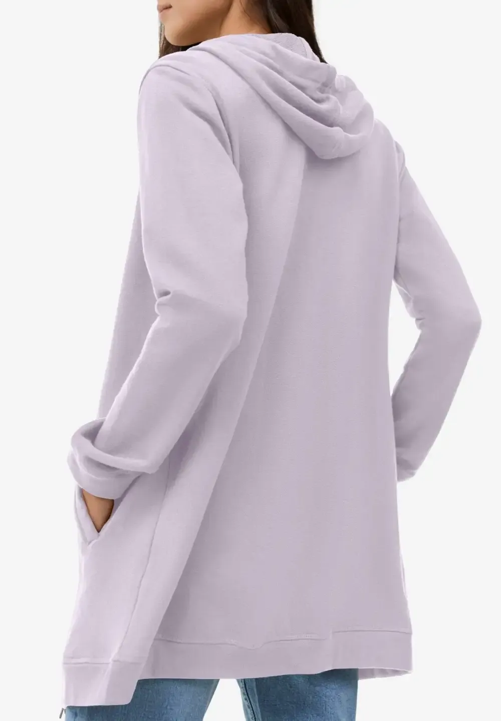 French Terry Long Zip Front Hoodie