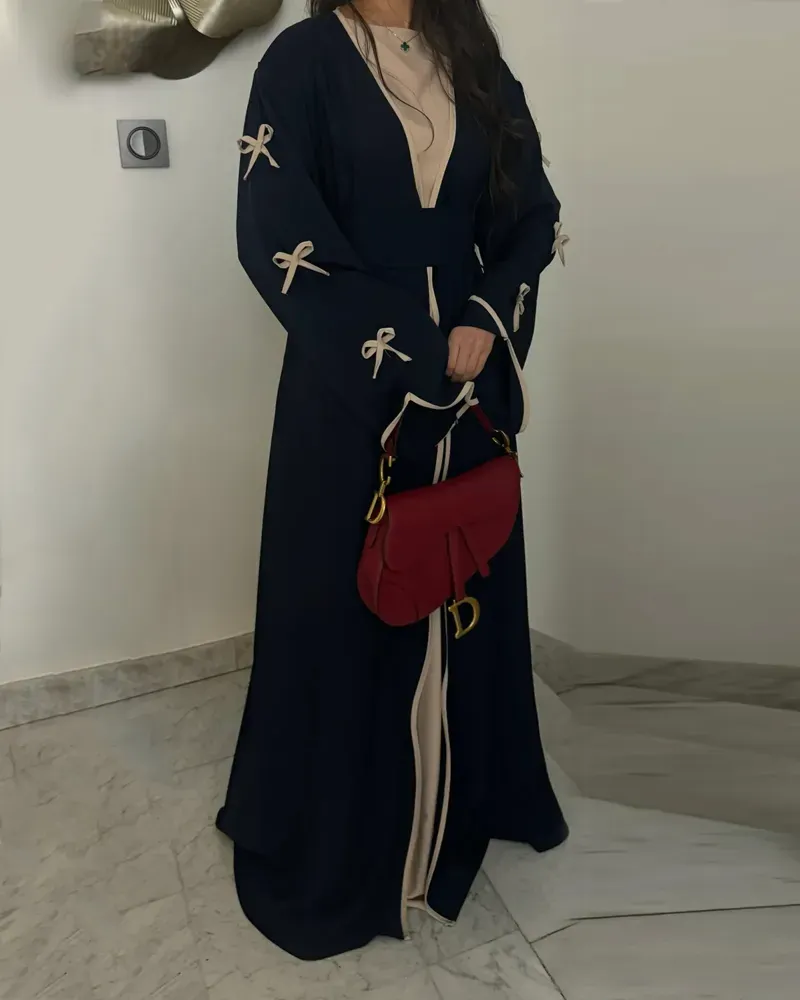Elegant Bow Cardigan & Dress Two-Piece Set