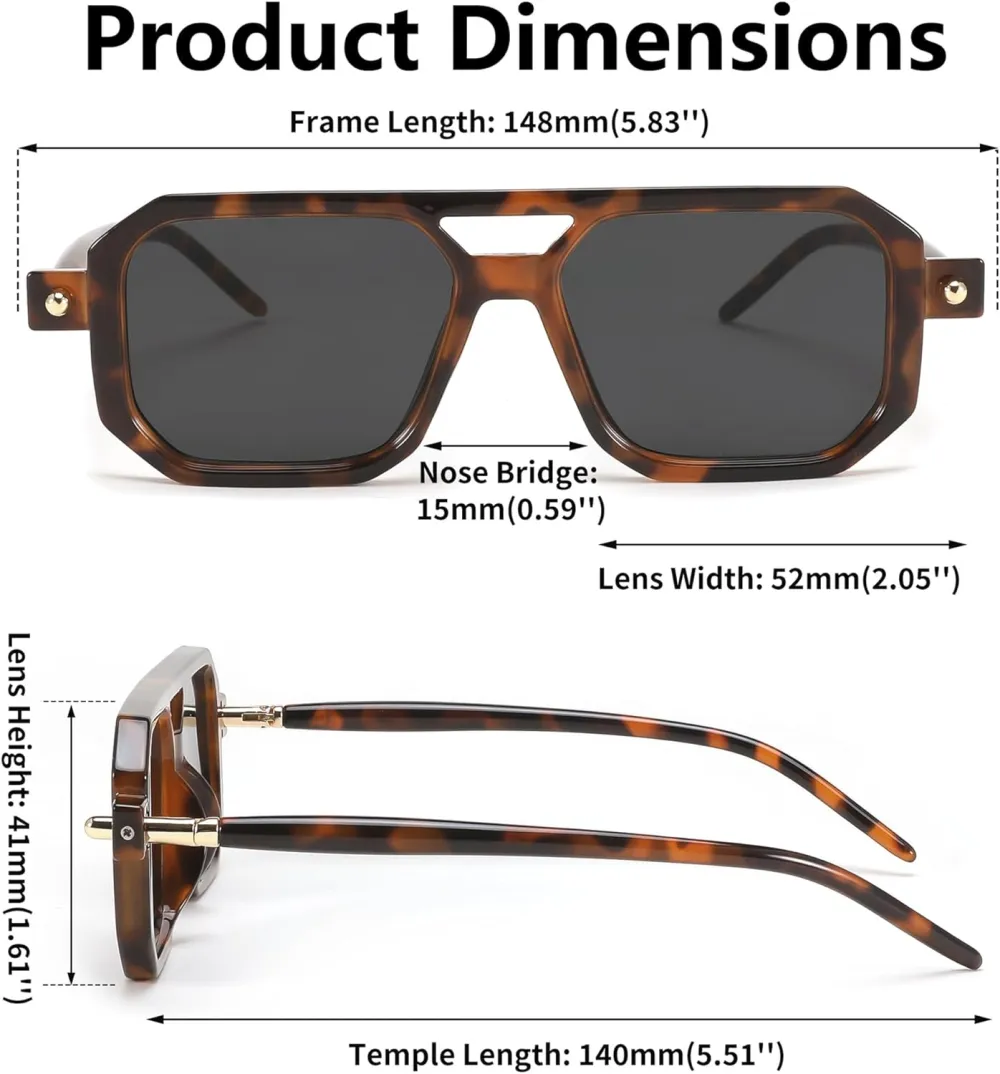FEISEDY Vintage Square 70s Flat Aviator Sunglasses Women Men Classic Retro Stylish Frame UV400 Sunglasses B2622