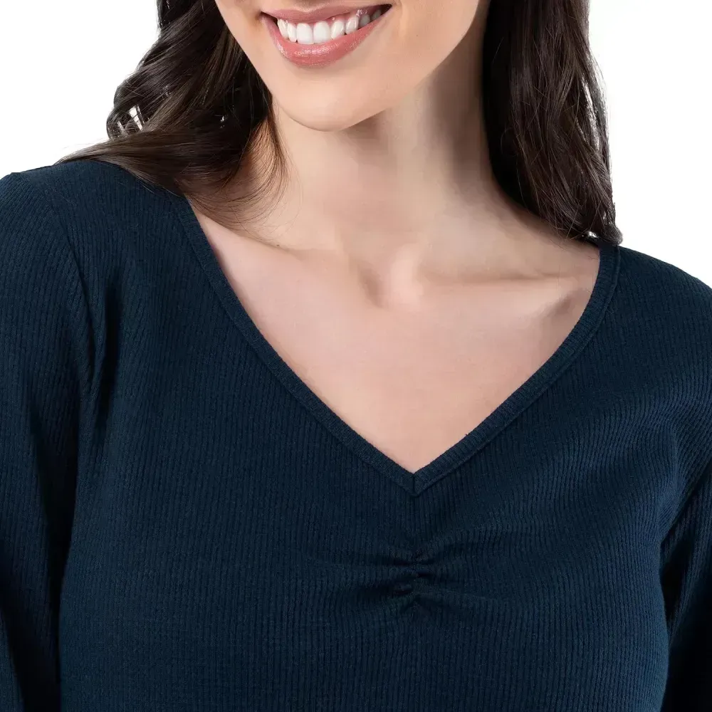 Fruit of the Loom Women's Waffle V-Neck Top and Flannel Pant Sleep Set