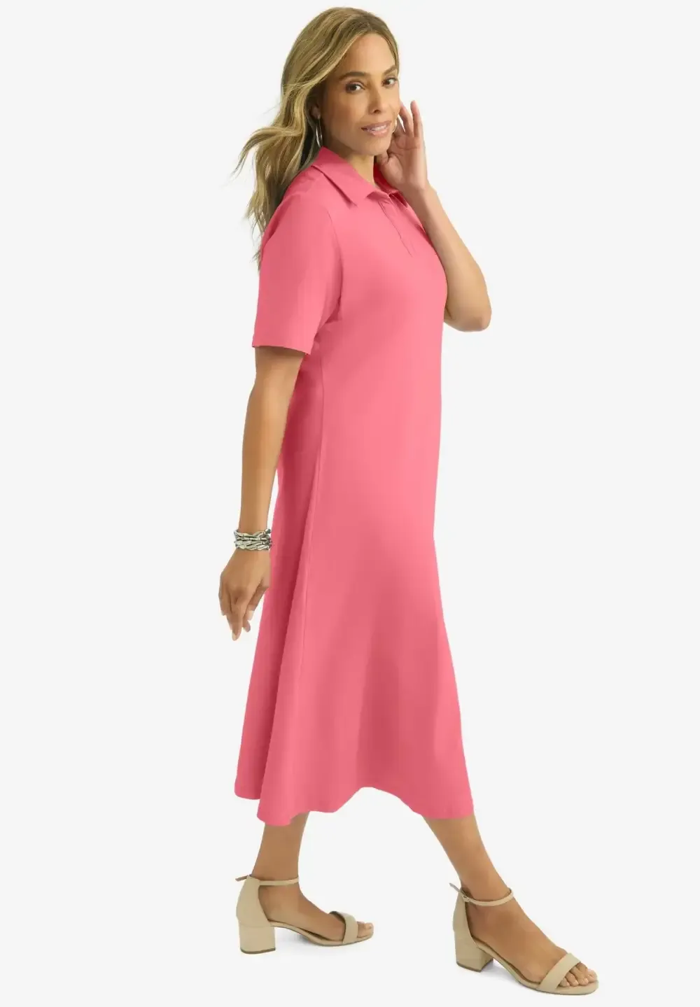 Notch Neck Midi Dress