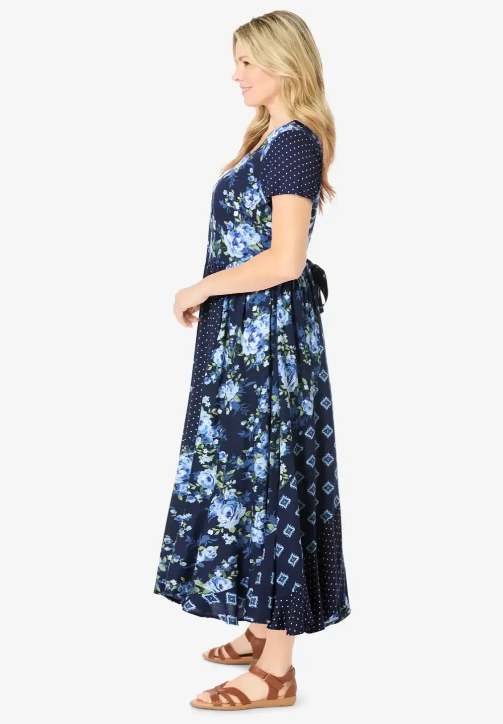 Mixed Print Maxi Dress
