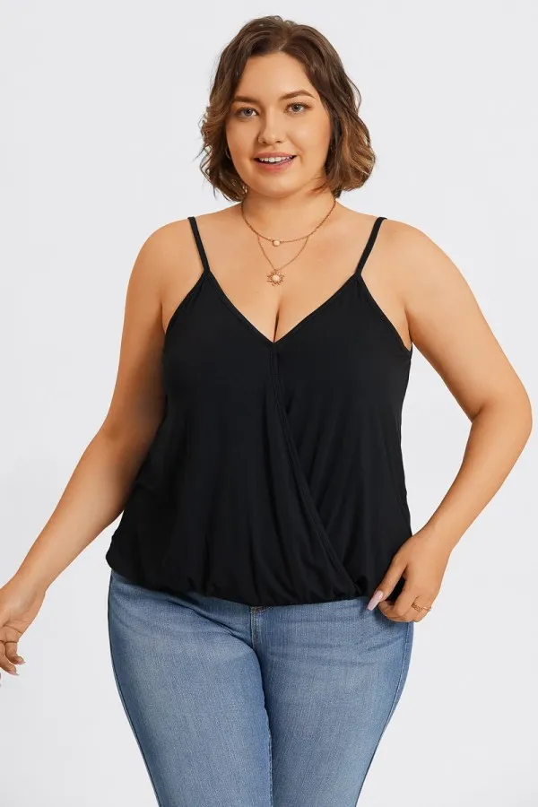 Black V-Neck Sleeveless Plus Size Cami Top