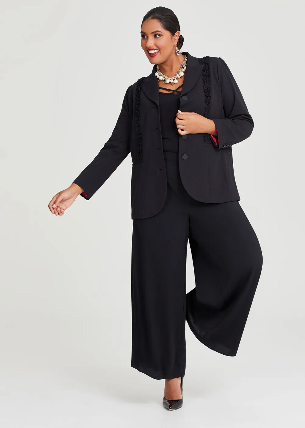 Aria Ruffle Suit Jacket