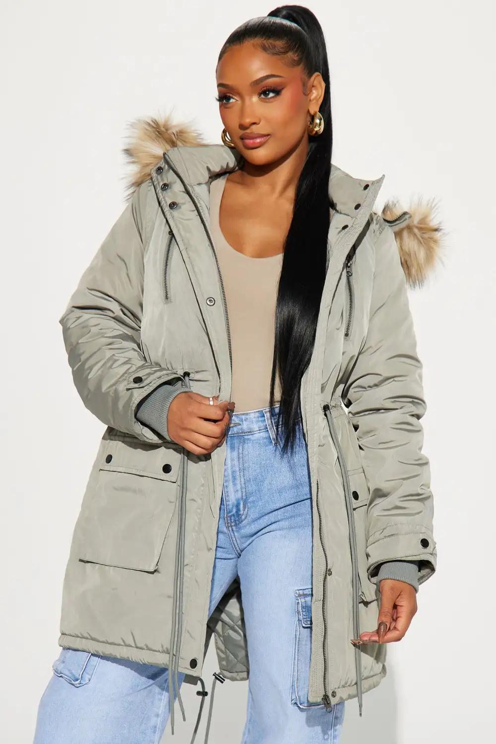 Cold News Puffer Jacket - Olive