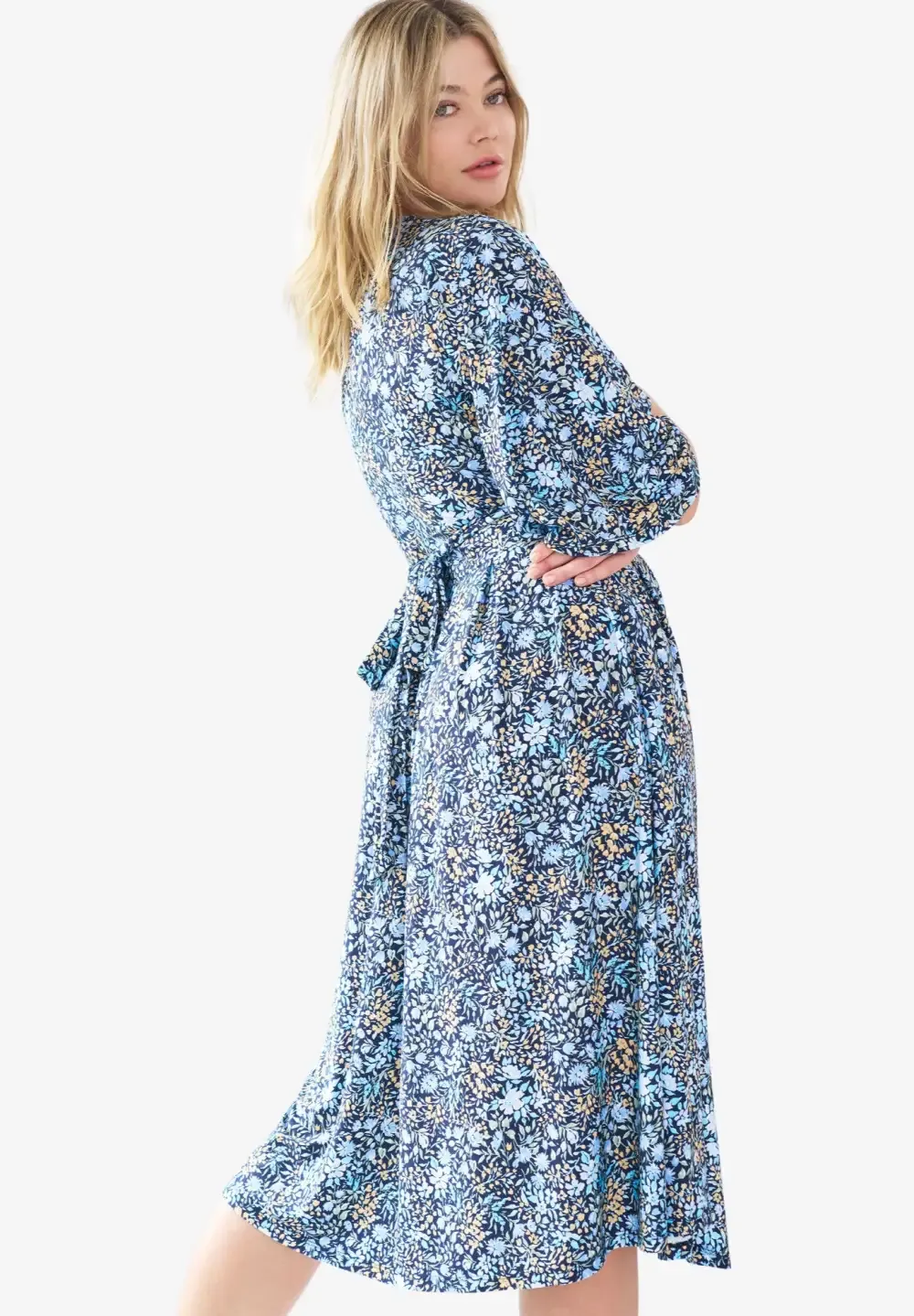 Surplice Tie Back Midi Dress