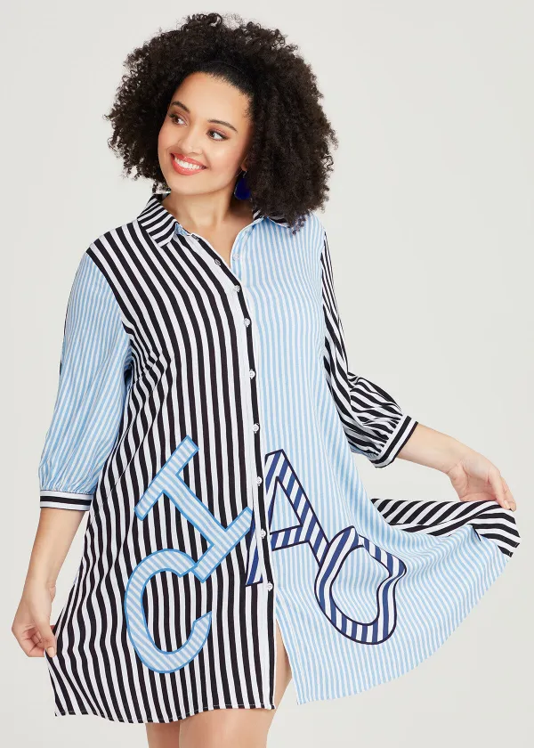 Natural Stripe Shirt Dress
