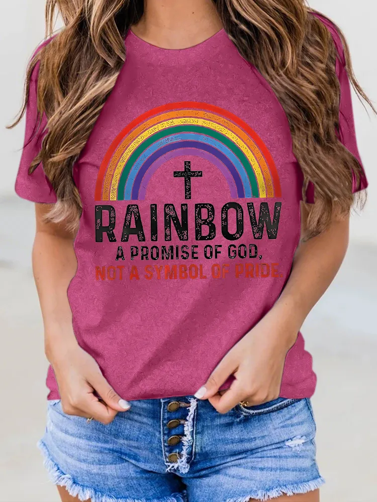 Women'S Rainbow A Promise Of God, Not A Symbol Of Pride. Round-Neck Short-Sleeved T-Shirt