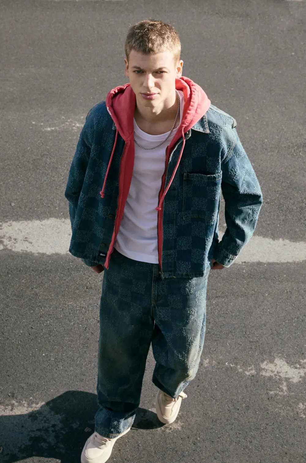 Checked skater jeans