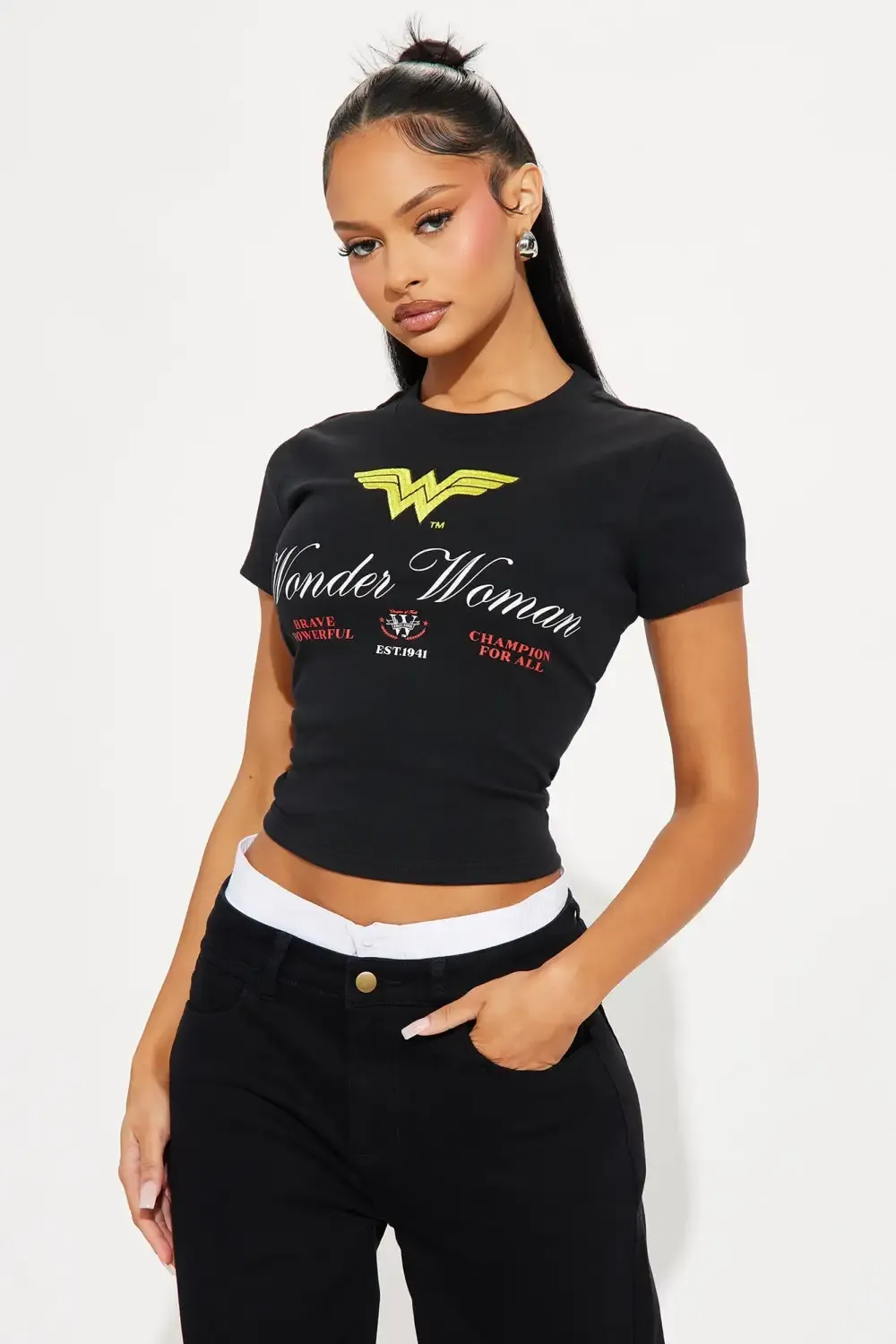 Wonder Woman Baby Tee - Black