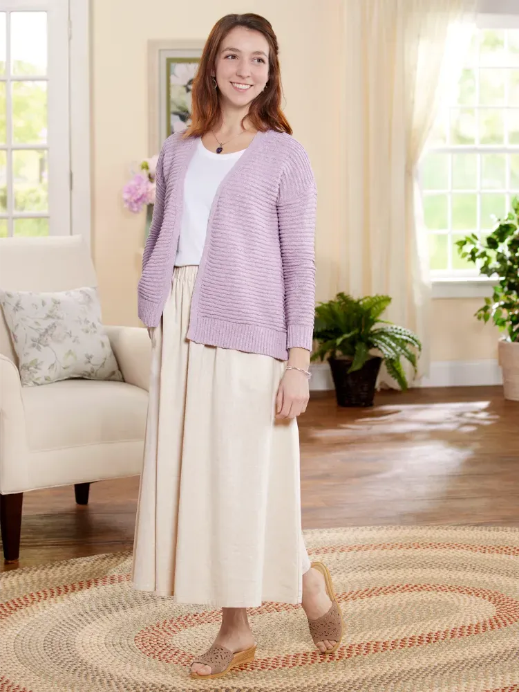 Women's Cotton Slub-Knit Cardigan