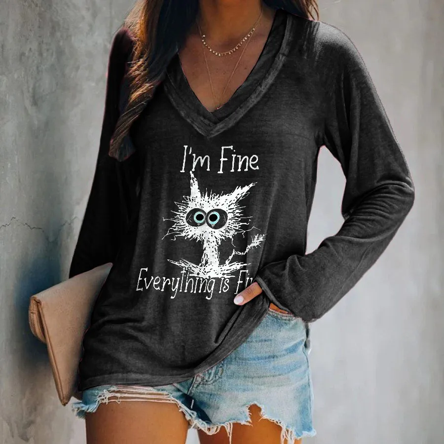I'm Fine Everything Is Fine Printed Women's T-shirt