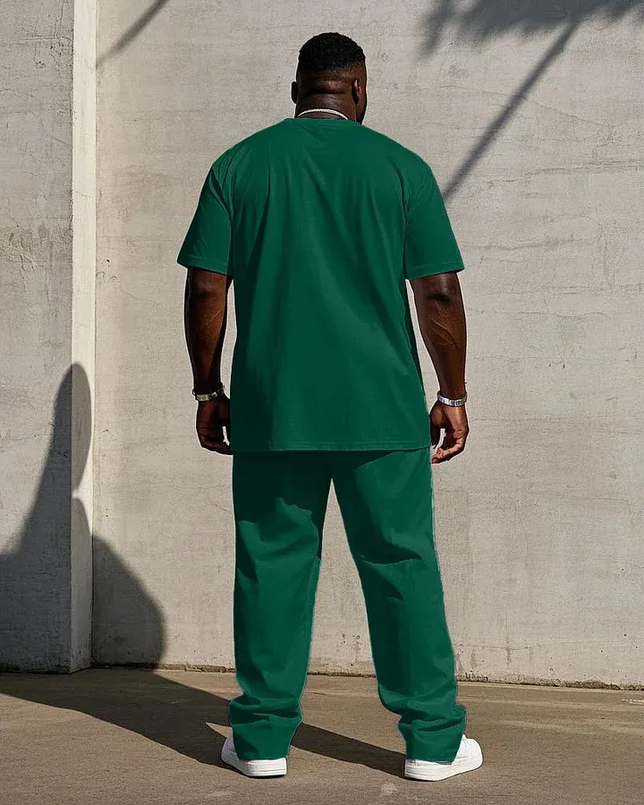 Big Men'S Solid Color 7 Color Short Sleeve T-Shirt Trousers Set
