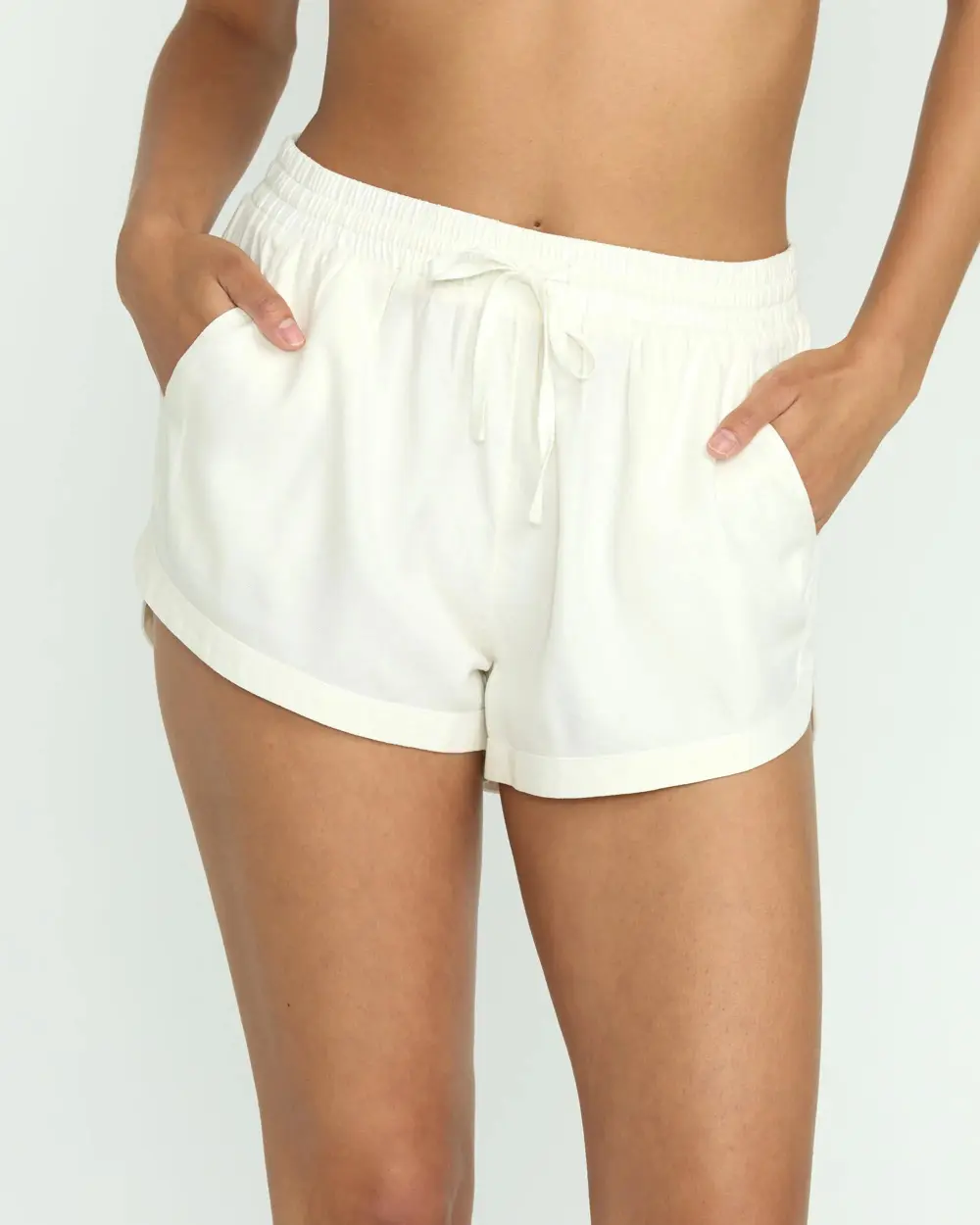Road Trippin Elastic Waist Shorts - Salt Crystal
