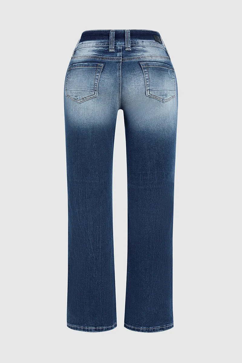 90s Vintage Slant Pocket Mid Waist Straight Leg Jeans