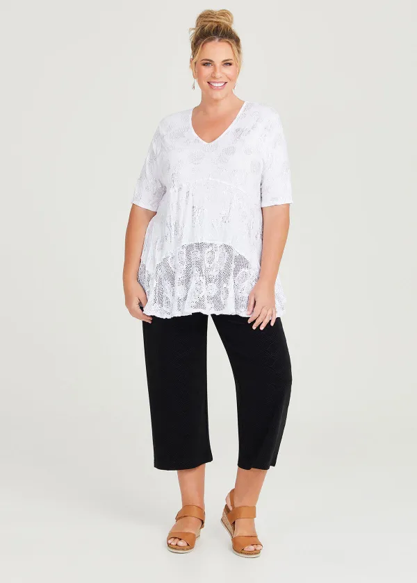 Mesh Overlay Foil Bamboo Top