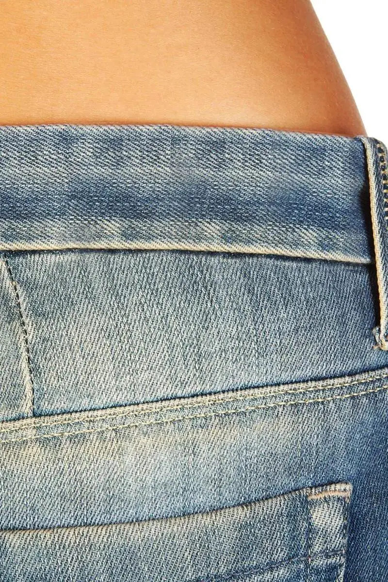 Slant Pocket Raw Hem Low Waist Flare Jeans