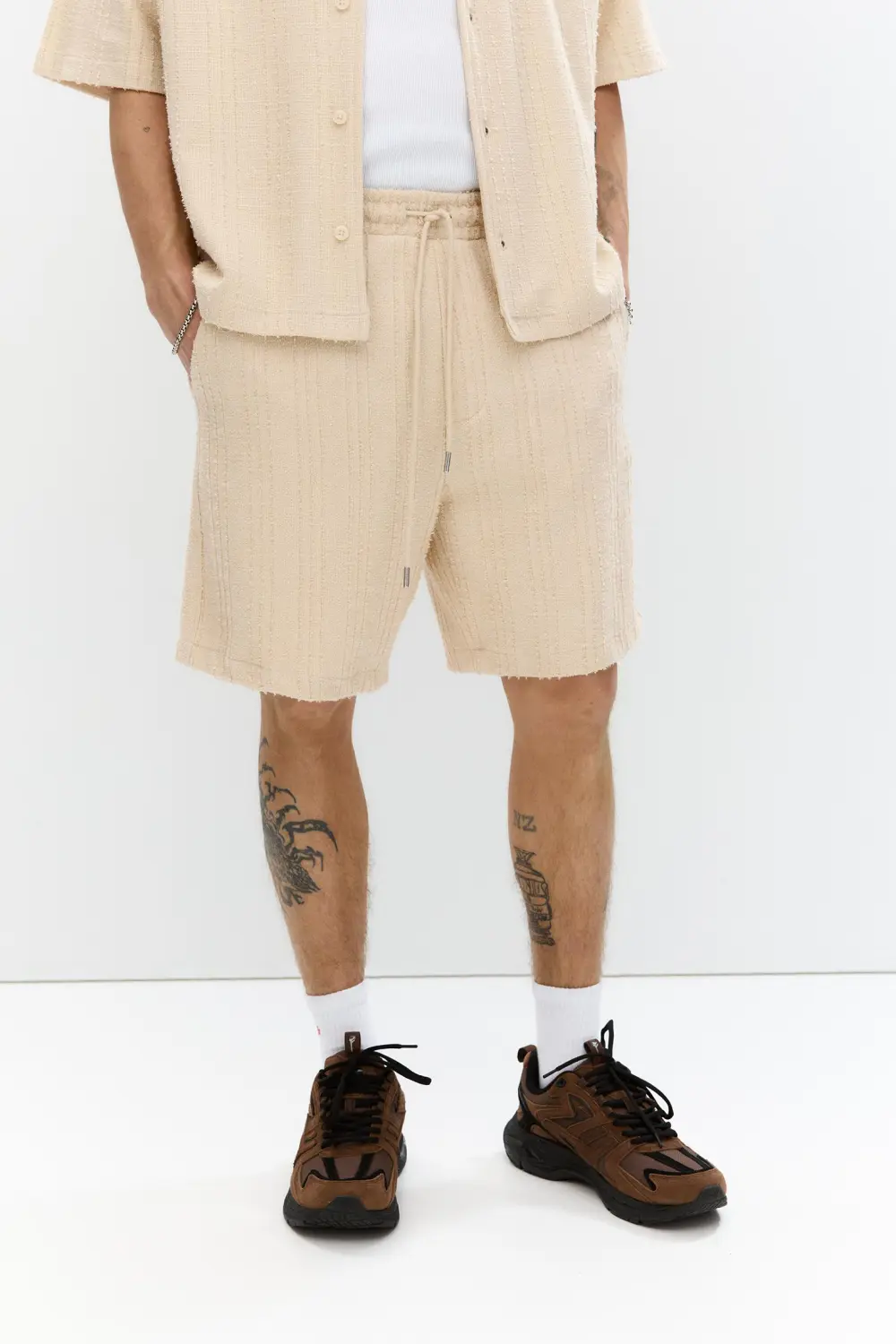 Waffle-knit Bermuda sweatpant shorts