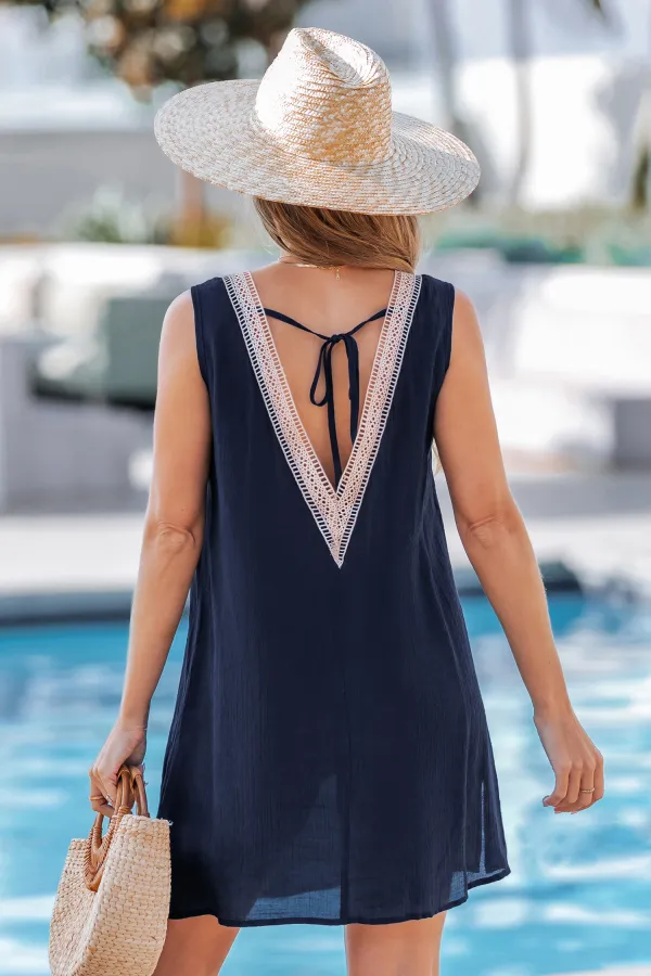 Coastal Breeze Navy Cover-Up Mini Dress