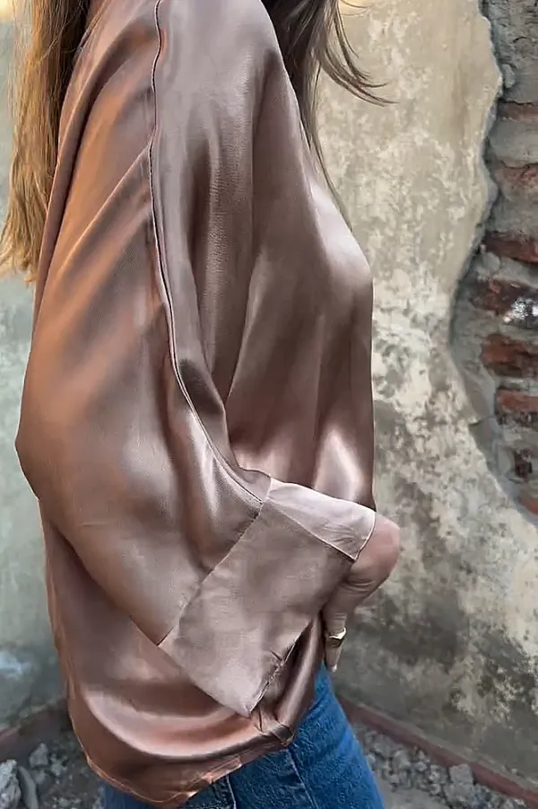 Women's Solid Color Smooth Satin Top
