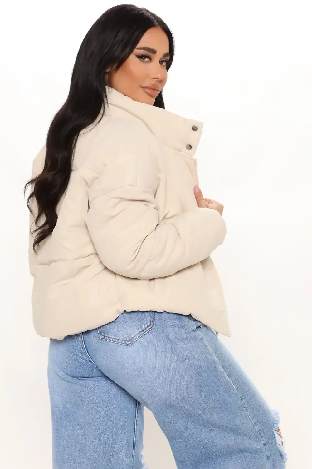 Need You To Get It Together Puffer Jacket - Khaki