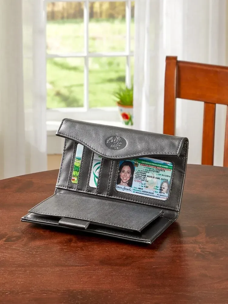 Women's Leather RFID-Blocking Organizer Clutch