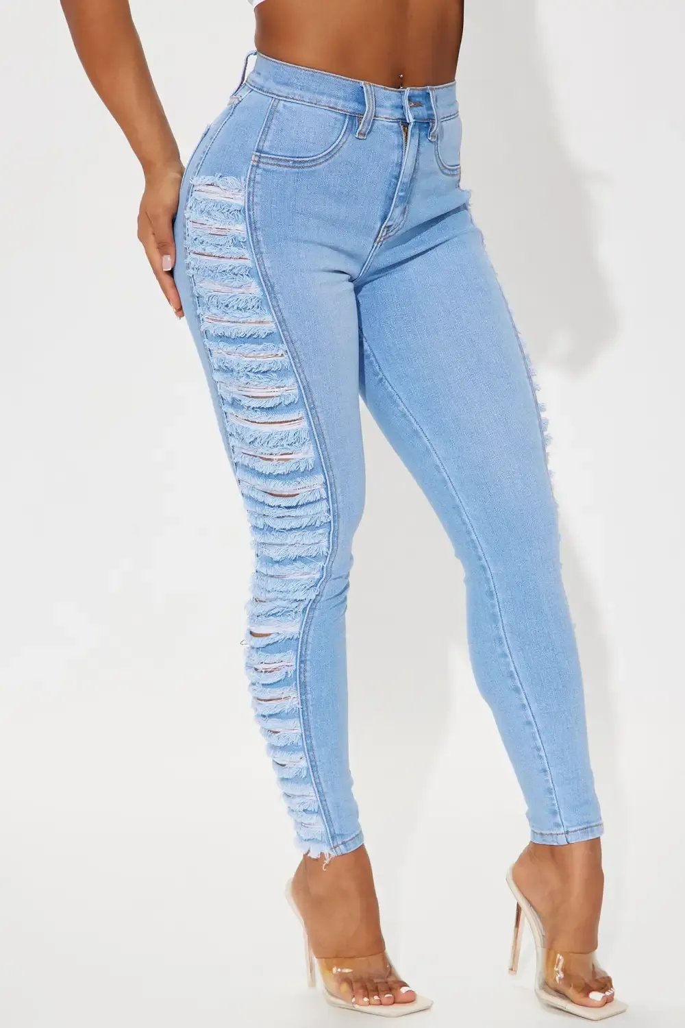 Adrenaline Rush Ripped Stretch Skinny Jean - Light Wash