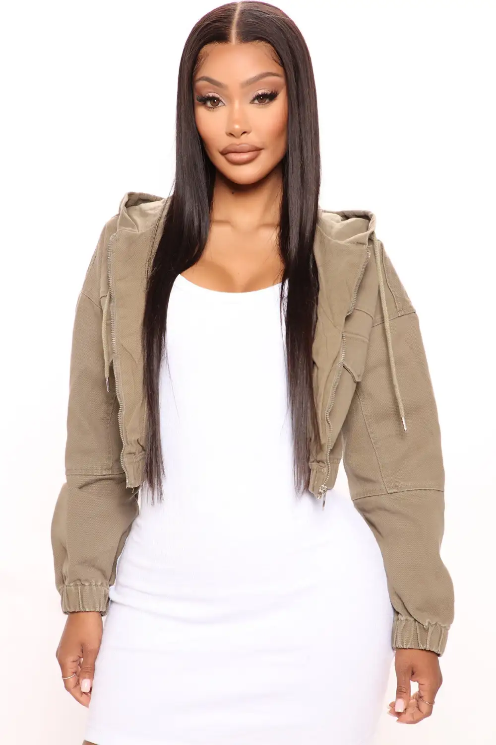 San Fran Hooded Bomber Jacket - Olive