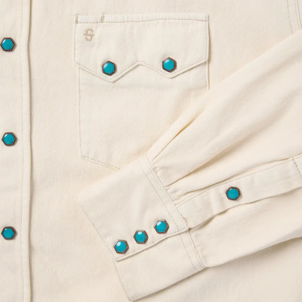 Turquoise Snap Western Denim Shirt