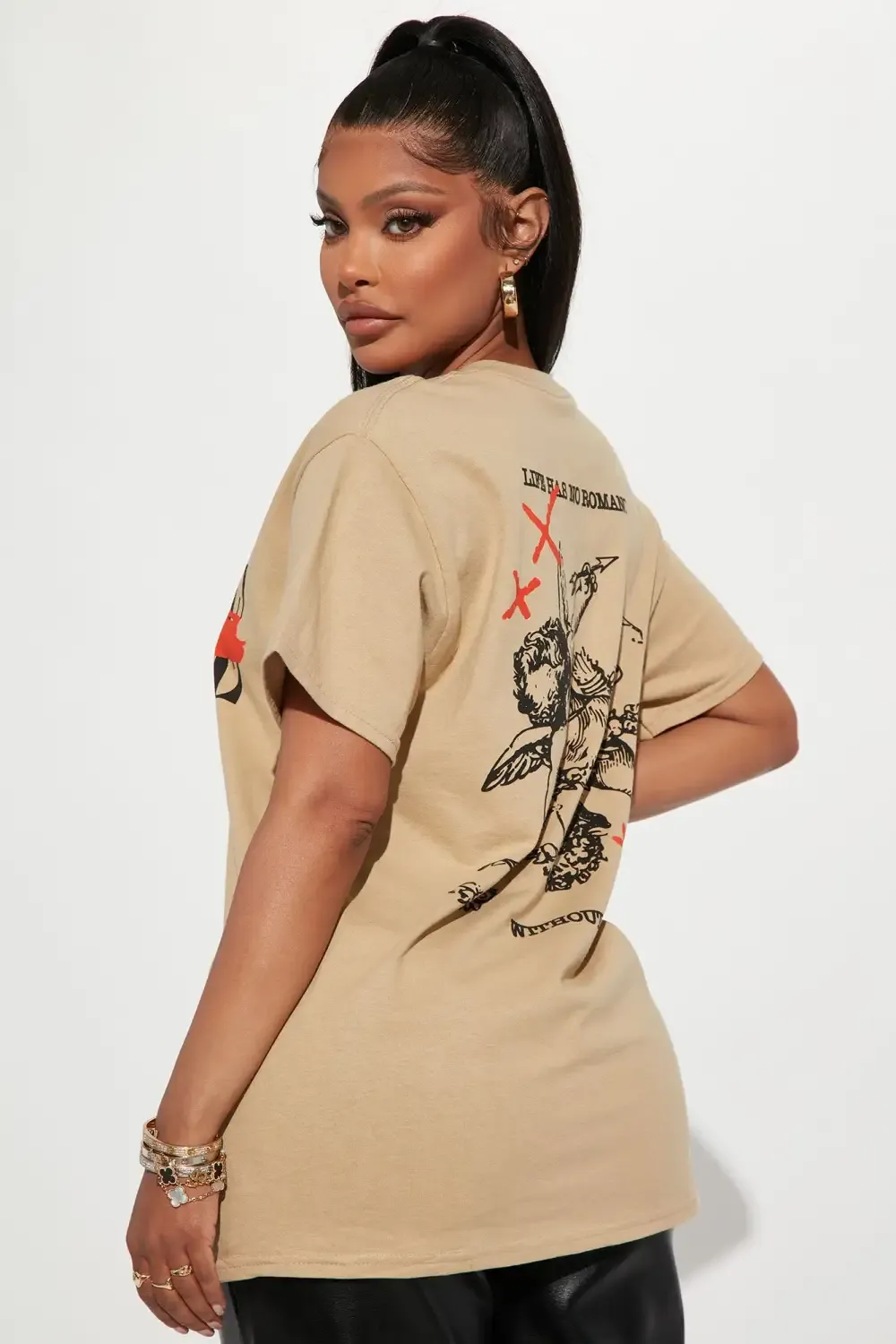 Romance Angel Short Sleeve Tee - Tan