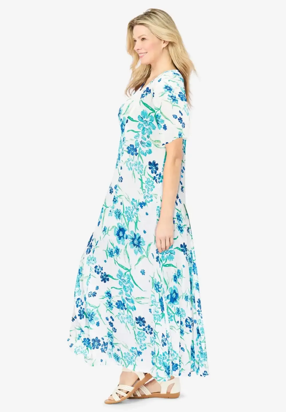 Short-Sleeve Crinkle Dress