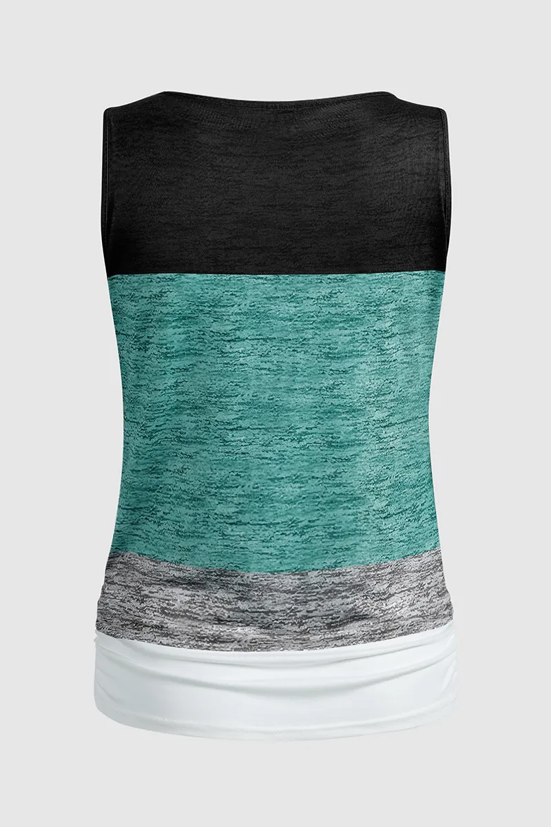 Colorblock Button Front 2-In-1 Tank Top