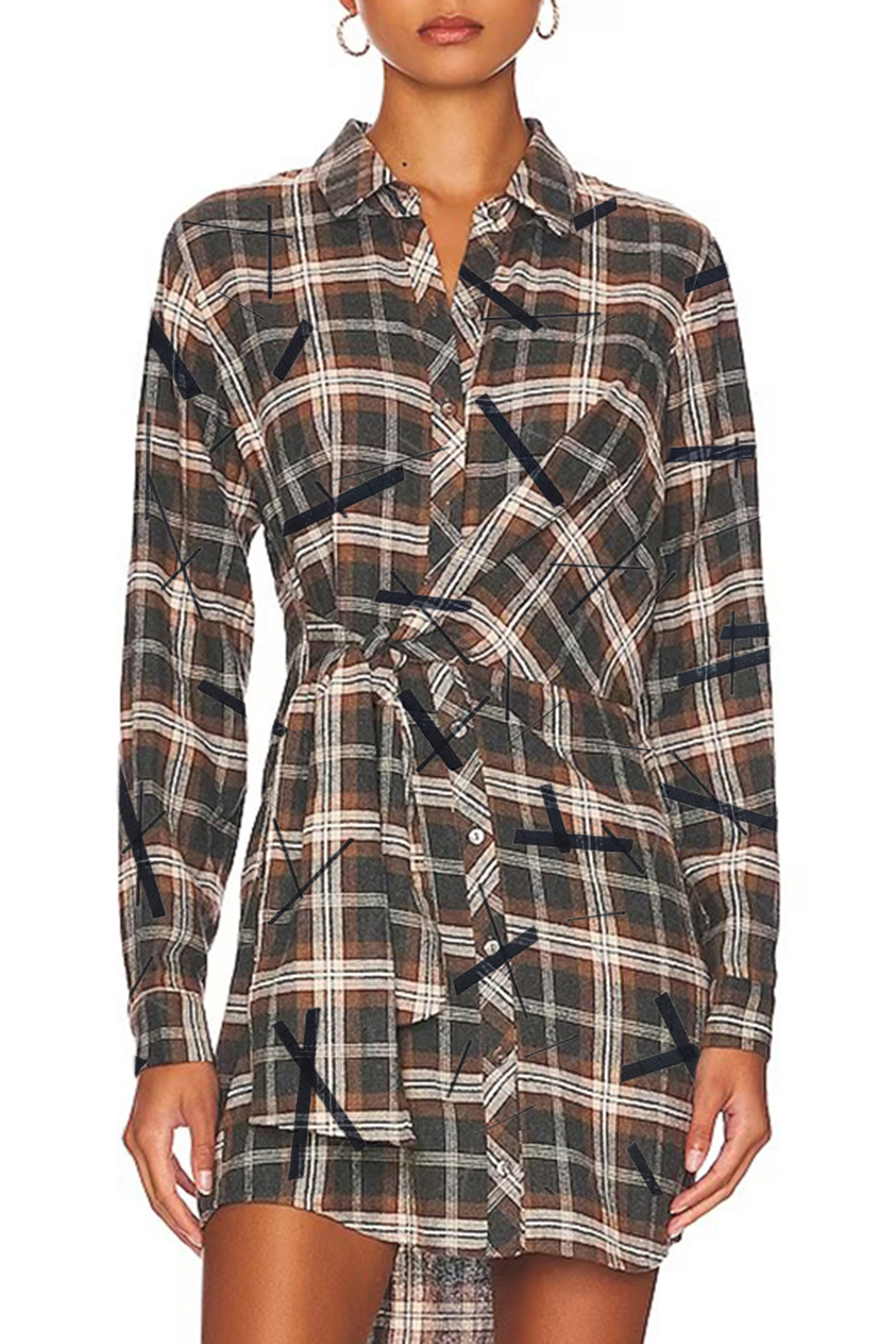Plaid Print Wrap Style Mini Dress