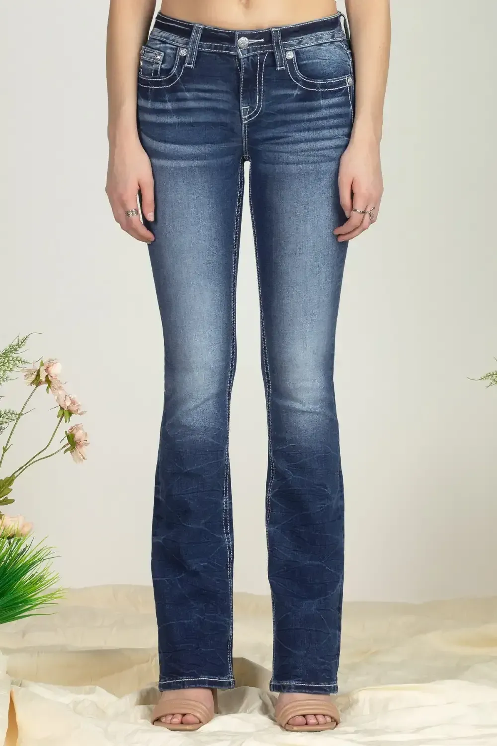 Aztec Sequin Fleur De Lis Bootcut Denim